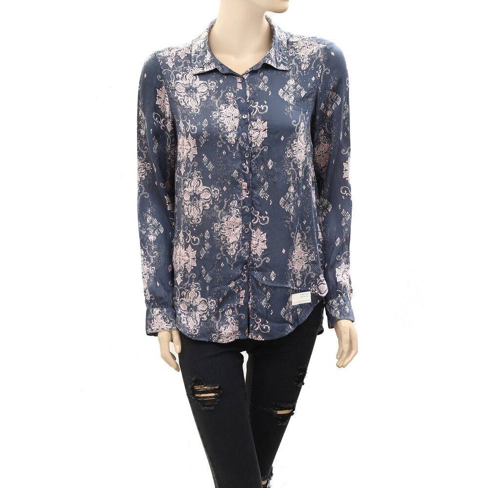 Odd Molly Anthropologie Floral Printed Buttondown Tunic Shirt Top S-1 NEW 254908